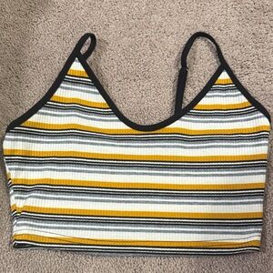 Striped Yellow and Black Crop tank Top